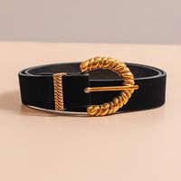 Vintage Style Solid Color Pu Leather Alloy Women's Leather Belts sku image 1