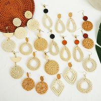 1 Pair Ethnic Style Circle Wood Handmade Women's Drop Earrings main image 1