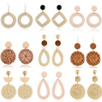 1 Pair Ethnic Style Circle Wood Handmade Women's Drop Earrings main image 3