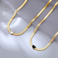 Fashion Heart Shape Titanium Steel Plating Rhinestones Necklace main image 2