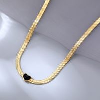 Fashion Heart Shape Titanium Steel Plating Rhinestones Necklace main image 5