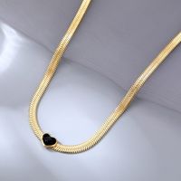 Fashion Heart Shape Titanium Steel Plating Rhinestones Necklace sku image 2