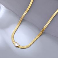 Fashion Heart Shape Titanium Steel Plating Rhinestones Necklace main image 4