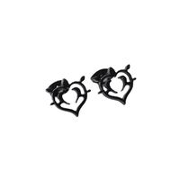 1 Pair Simple Style Geometric Letter Heart Shape Stainless Steel Plating Ear Studs main image 4