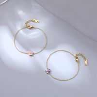 Sweet Flower Titanium Steel Plating Rhinestones Bracelets main image 3