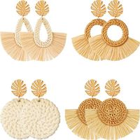1 Pair Exaggerated Circle Sector Wood Handmade Women's Drop Earrings sku image 12