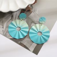 Wholesale Jewelry Vintage Style Geometric Round Gradient Color Metal Plating Drop Earrings sku image 10