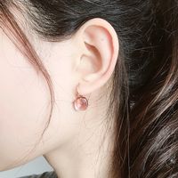 Sweet Solid Color Copper Plating Inlay Zircon Ear Hook 1 Pair main image 4