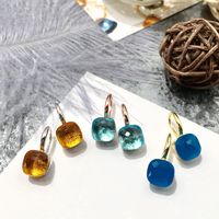 1 Pair Vacation Square Plating Inlay Copper Artificial Crystal Earrings main image 1