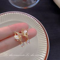 1 Pair Sweet Heart Shape Flower Bow Knot Artificial Pearl Alloy Rhinestone Inlay Artificial Gemstones Women's Earrings sku image 18