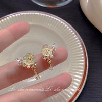 1 Pair Sweet Heart Shape Flower Bow Knot Artificial Pearl Alloy Rhinestone Inlay Artificial Gemstones Women's Earrings sku image 8