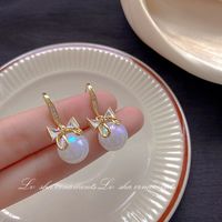 1 Pair Sweet Heart Shape Flower Bow Knot Artificial Pearl Alloy Rhinestone Inlay Artificial Gemstones Women's Earrings sku image 45