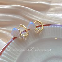 1 Pair Sweet Heart Shape Flower Bow Knot Artificial Pearl Alloy Rhinestone Inlay Artificial Gemstones Women's Earrings sku image 22