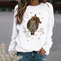 Mujeres Sudadera Manga Larga Sudaderas Con Capucha Y Sudaderas Impresión Moda Búho main image 1