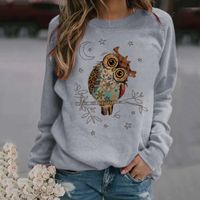 Mujeres Sudadera Manga Larga Sudaderas Con Capucha Y Sudaderas Impresión Moda Búho main image 4