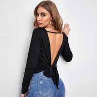 Women's Knitwear Long Sleeve Sweaters & Cardigans Backless Fashion Solid Color main image 1