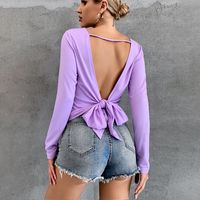 Women's Knitwear Long Sleeve Sweaters & Cardigans Backless Fashion Solid Color main image 5