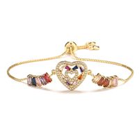 Cute Sweet Heart Shape Copper Plating Inlay Zircon Bracelets sku image 3