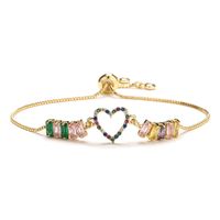 Cute Sweet Heart Shape Copper Plating Inlay Zircon Bracelets sku image 1