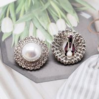 White Pearl Gemstone Diamond 925 Silver Stud Earrings Nhom151369 sku image 2