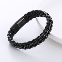 1 Piece Simple Style Geometric Stainless Steel Leather Patchwork Men's Bracelets main image 1