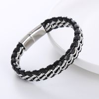 1 Piece Simple Style Geometric Stainless Steel Leather Patchwork Men's Bracelets sku image 1