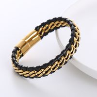 1 Pieza Estilo Simple Geométrico Acero Inoxidable Cuero Labor De Retazos Hombres Pulsera main image 6