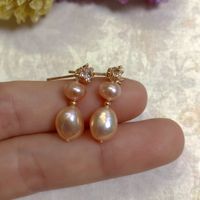 Simple Style Geometric Copper Plating Pearl Drop Earrings 1 Pair main image 3