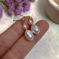 Retro Geometric Baroque Pearls Earrings 1 Pair sku image 3