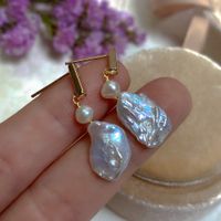 Retro Geometric Baroque Pearls Earrings 1 Pair sku image 11