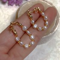 Retro Geometric Baroque Pearls Earrings 1 Pair sku image 7