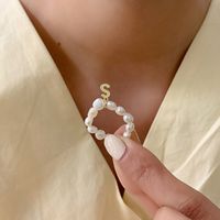 Retro Letter Freshwater Pearl Rings In Bulk sku image 7