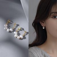 Elegant Geometric Pearl Earrings 1 Pair sku image 4