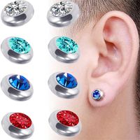 1 Pair Fashion Geometric Stainless Steel Inlay Artificial Gemstones Unisex Ear Studs main image 4