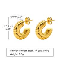 1 Pair Retro C Shape Plating Titanium Steel 18k Gold Plated Earrings main image 2