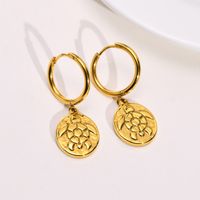 Simple Style Tortoise Round Dragonfly Stainless Steel Plating Drop Earrings 1 Pair main image 5