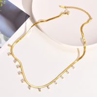 Fashion Square Stainless Steel Plating Inlay Zircon Necklace 1 Piece main image 4