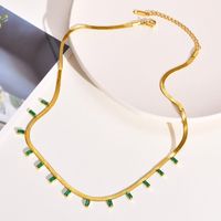Fashion Square Stainless Steel Plating Inlay Zircon Necklace 1 Piece sku image 1