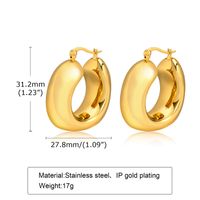 1 Pair Vintage Style Exaggerated Simple Style Round Oval Plating Metal Stainless Steel 18k Gold Plated Hoop Earrings main image 10