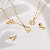 Fashion Letter Titanium Steel Polishing Plating Gold Plated Pendant Necklace main image 3