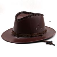 Unisex Cowboy Style Solid Color Wide Eaves Fedora Hat sku image 1
