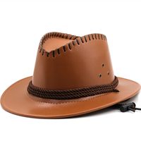 Unisex Cowboy Style Solid Color Wide Eaves Fedora Hat sku image 3
