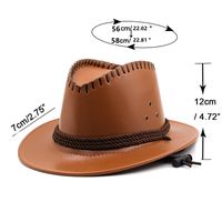 Unisex Cowboy Style Solid Color Wide Eaves Fedora Hat main image 6