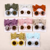 Simple Style Solid Color Bow Knot Nylon Hair Band 2 Piece Set main image 1