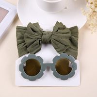 Simple Style Solid Color Bow Knot Nylon Hair Band 2 Piece Set sku image 2