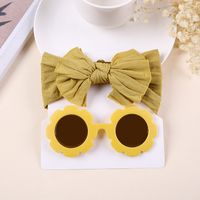 Simple Style Solid Color Bow Knot Nylon Hair Band 2 Piece Set sku image 6