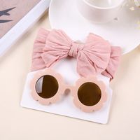 Simple Style Solid Color Bow Knot Nylon Hair Band 2 Piece Set sku image 1
