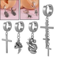 1 Piece Hip-hop Cross Snake Stainless Steel Unisex Drop Earrings main image 1