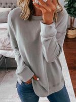 Women's Hoodie Long Sleeve Hoodies & Sweatshirts Simple Style Solid Color main image 3
