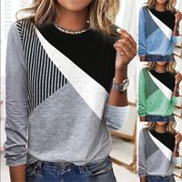 Women's T-shirt Long Sleeve T-shirts Elegant Geometric Color Block main image 1